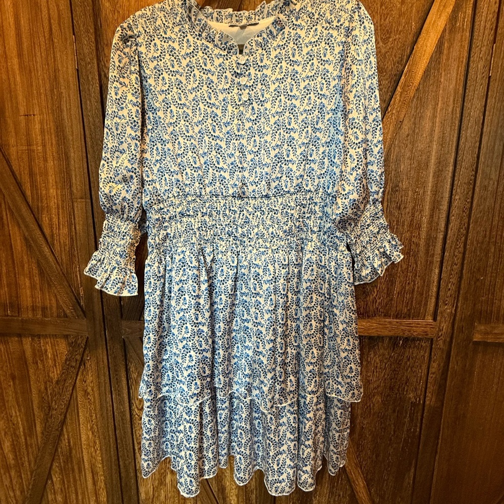 Blue Floral Boho Midi Dress - Size XL - Picture 2 of 7